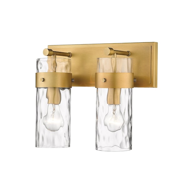 Z-Lite Fontaine 2 Light Vanity, Rubbed Brass & Clear 3035-2V-RB - main